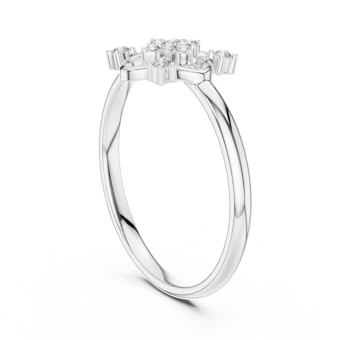 Anniversary ring with decorative gemstone accents.