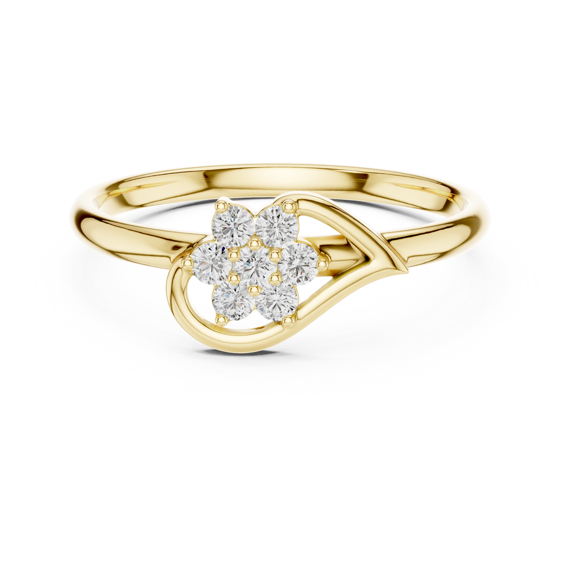 Cushion-cut diamond engagement ring in refined rose gold setting.