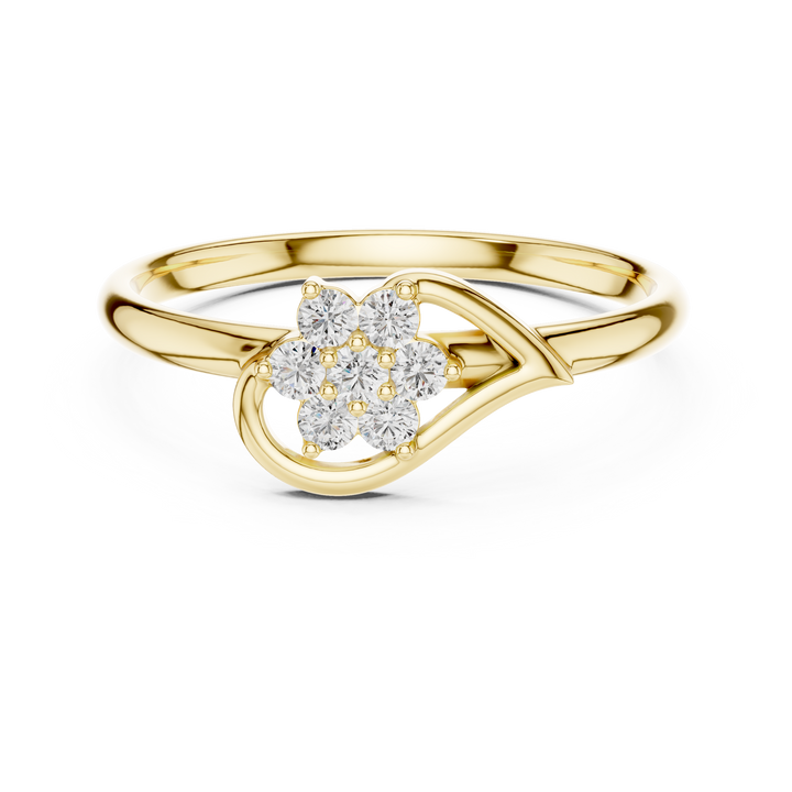 Cushion-cut diamond engagement ring in refined rose gold setting.