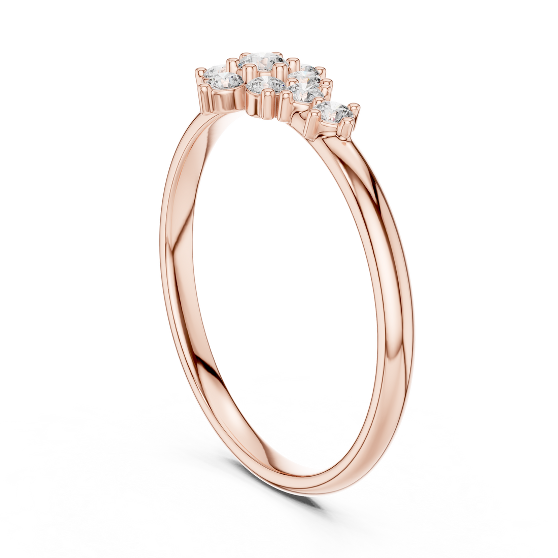 Stylish twisted gold ring with sparkling diamond accents.