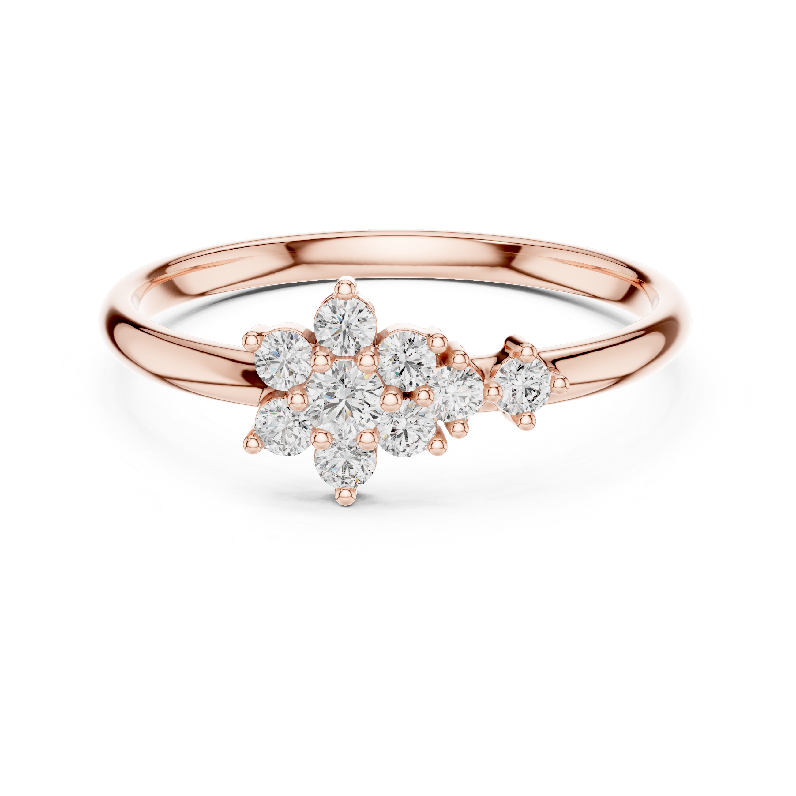 Minimal gold band ring with delicate round diamond center.