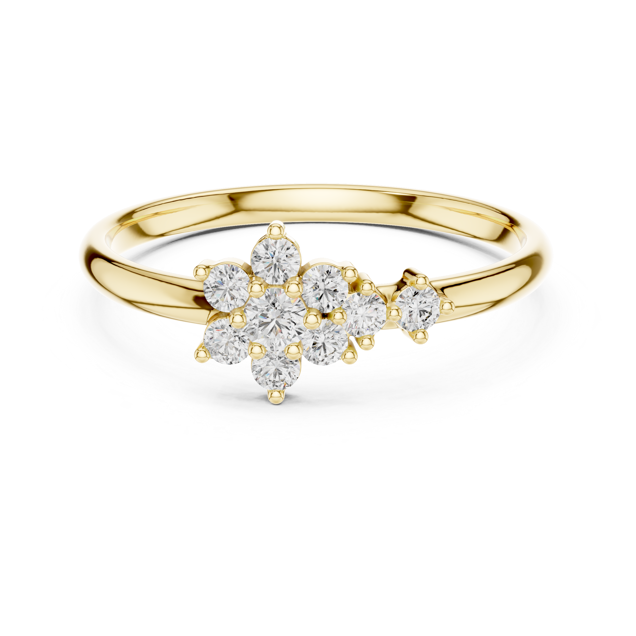 Tiny round stud earrings in sleek gold setting.