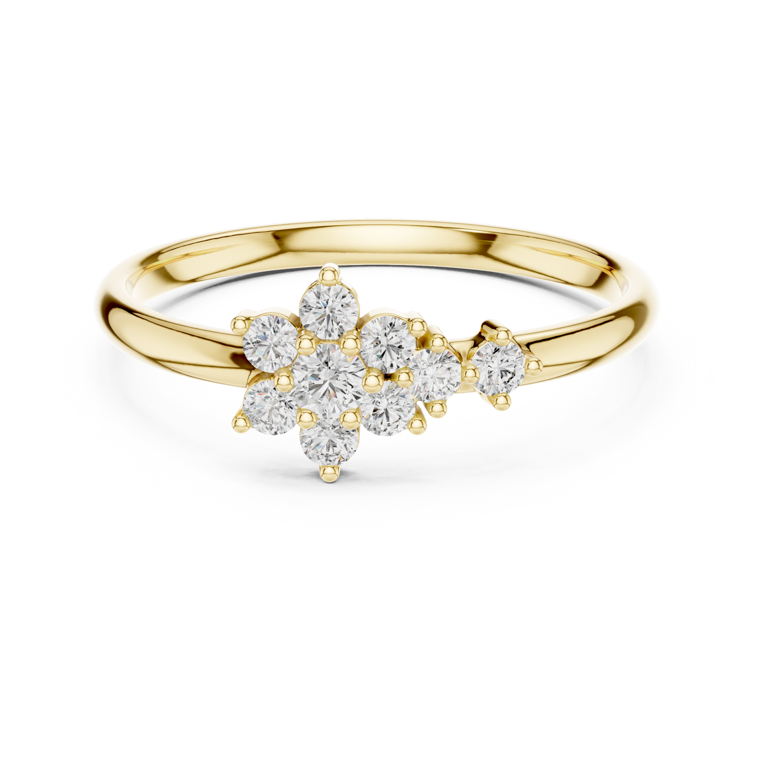 Tiny round stud earrings in sleek gold setting.