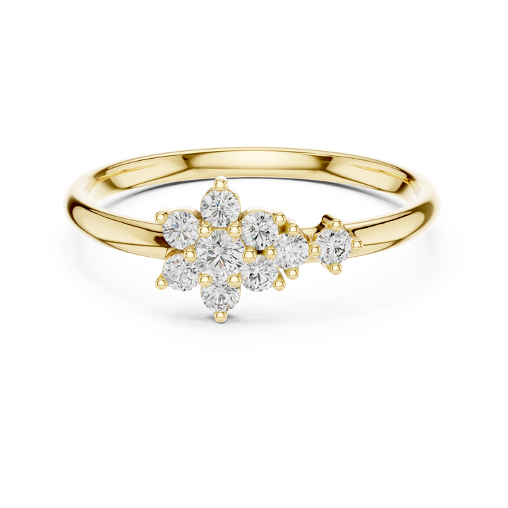 Tiny round stud earrings in sleek gold setting.