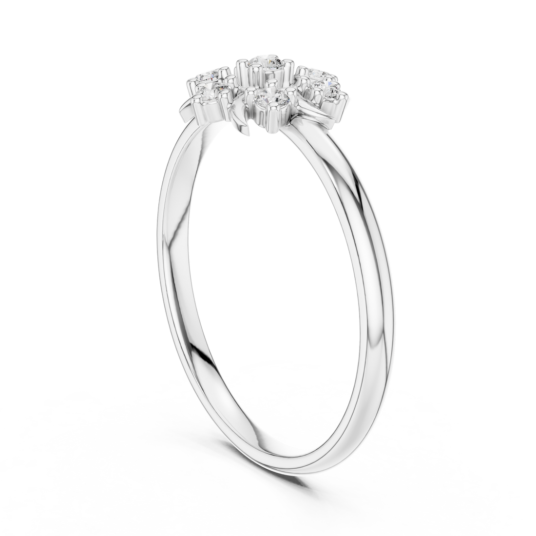 Elegant lab-grown diamond solitaire ring in polished white gold finish.