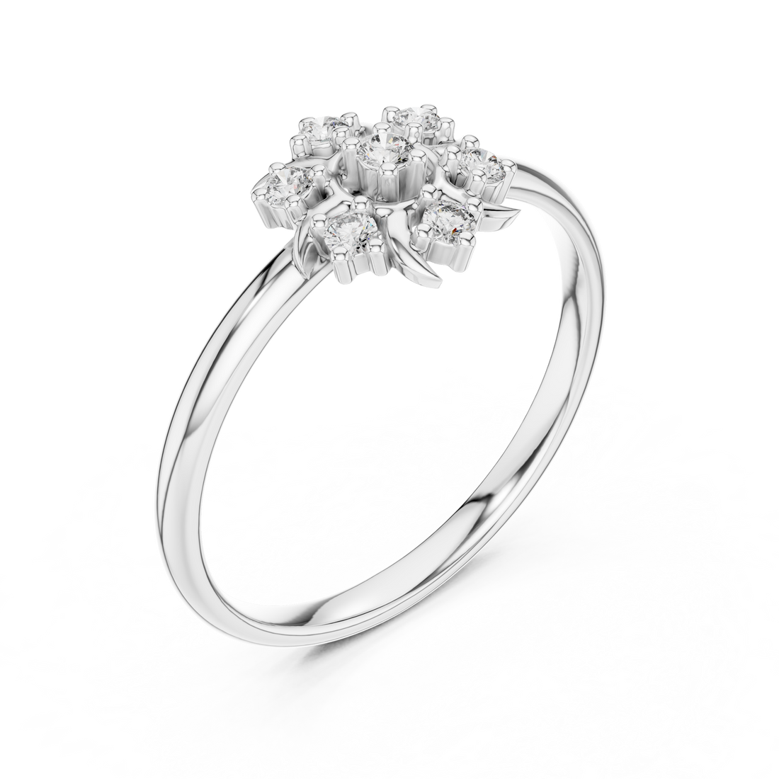 Classic oval halo diamond ring with bright surrounding stones.