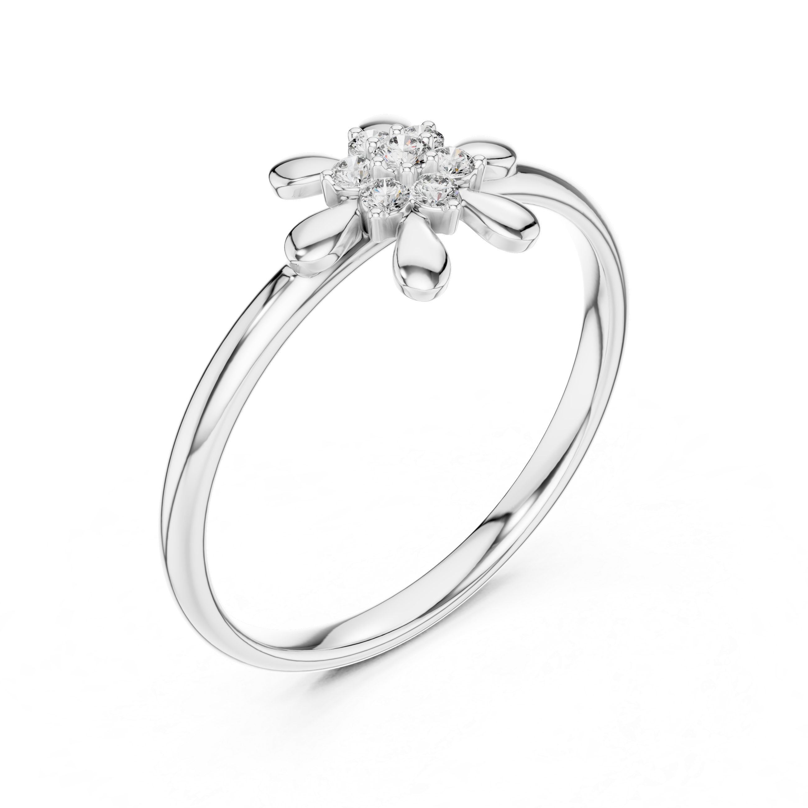 Floral toe ring with decorative carved design.