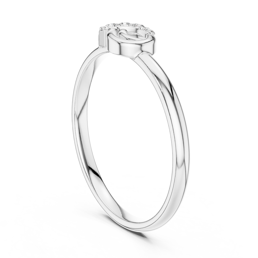 Minimal gold band ring with small round diamond center.