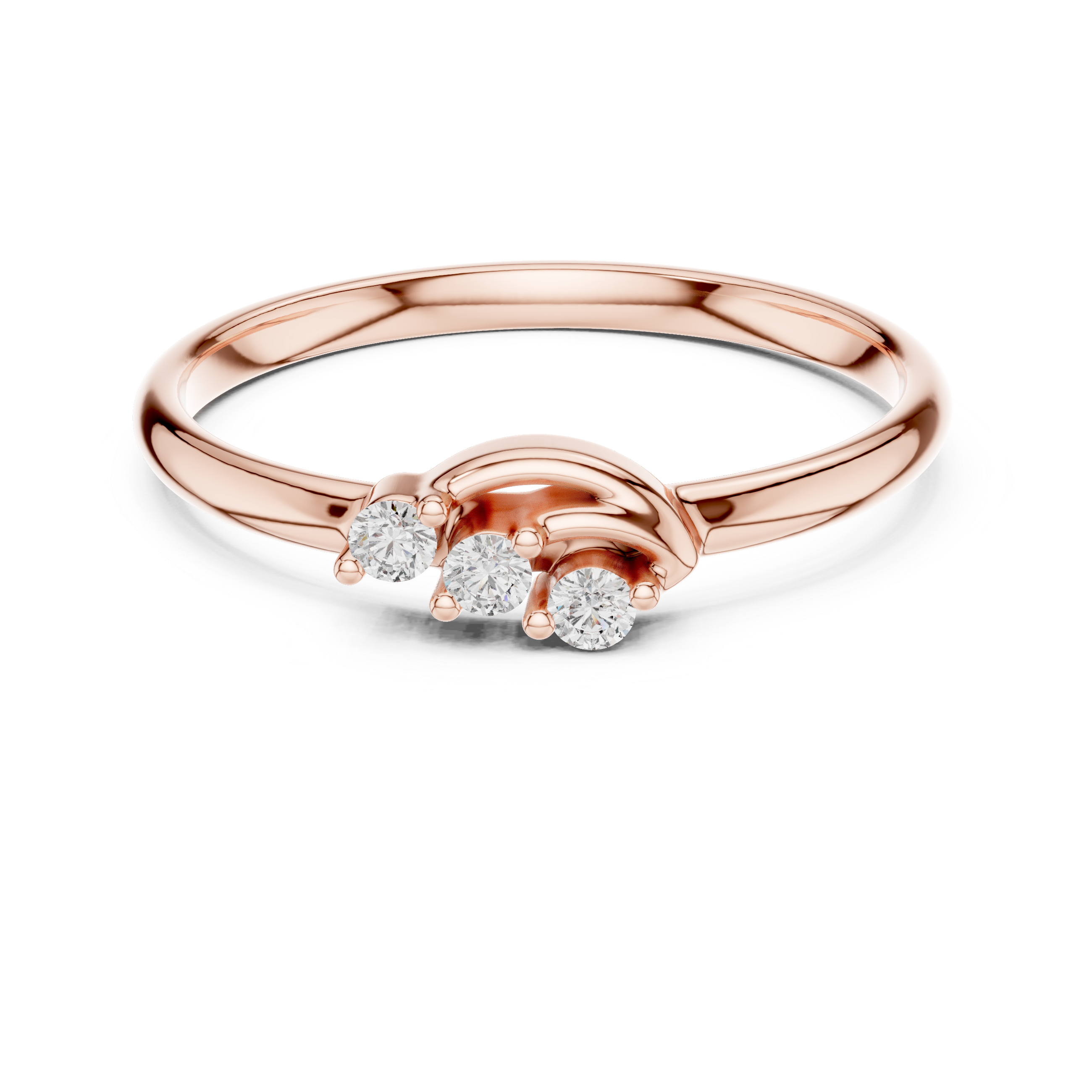 Minimal gold band ring with delicate round diamond center.