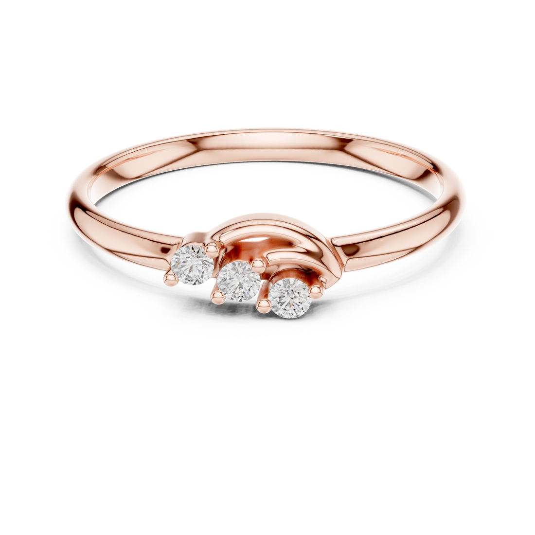 Minimal gold band ring with delicate round diamond center.