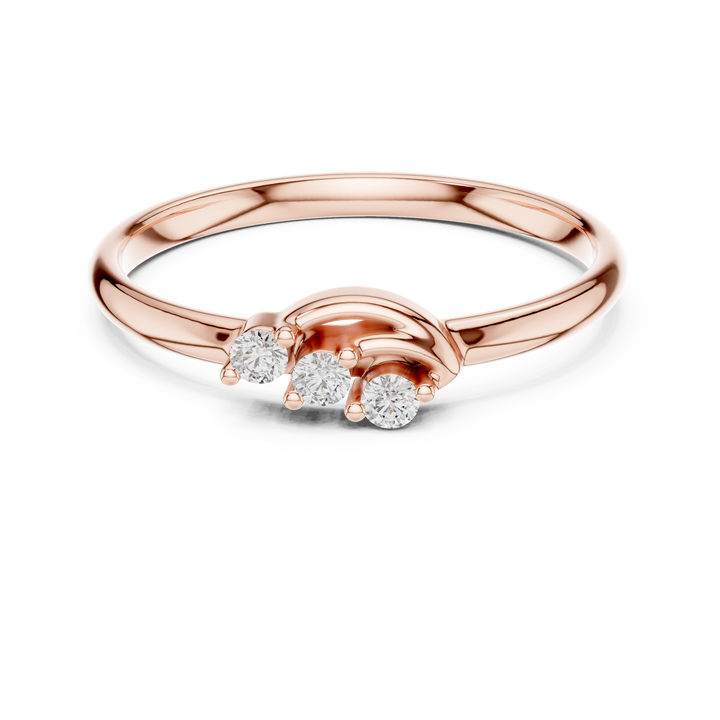 Minimal gold band ring with delicate round diamond center.