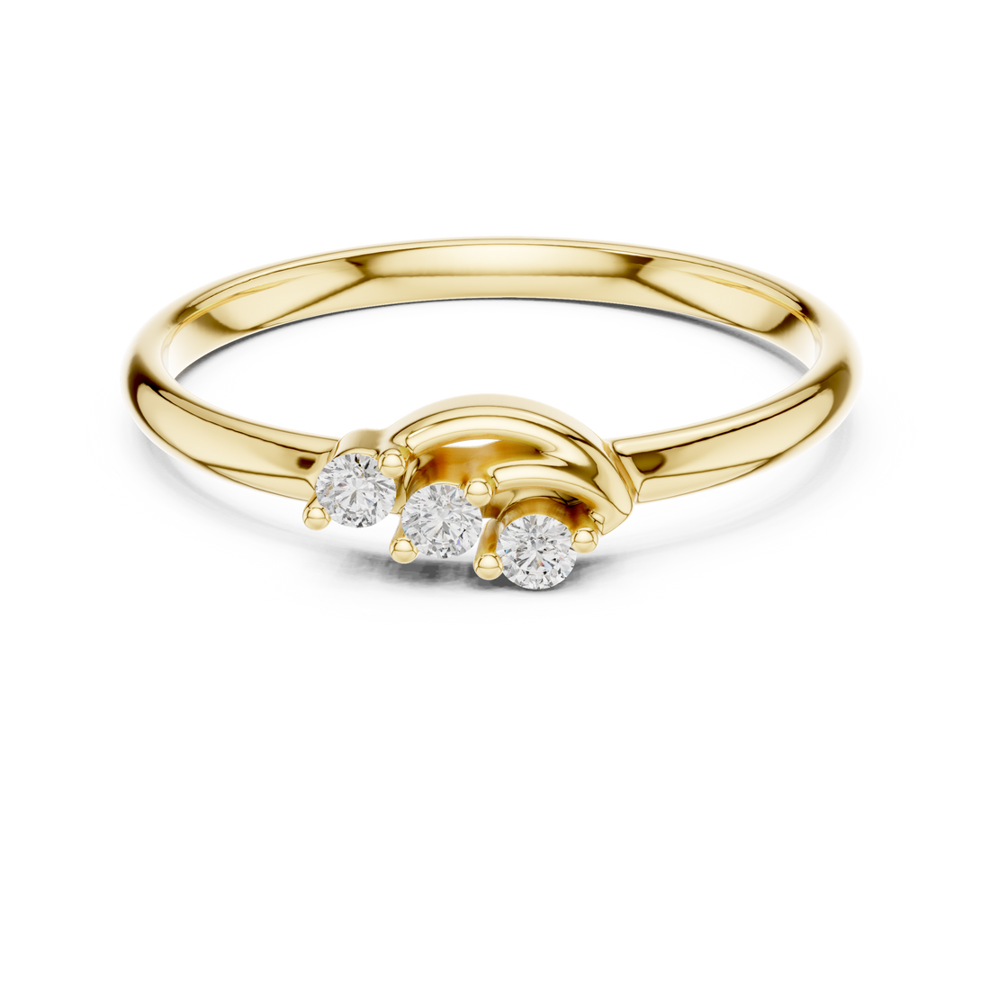 Tiny round stud earrings in sleek gold setting.