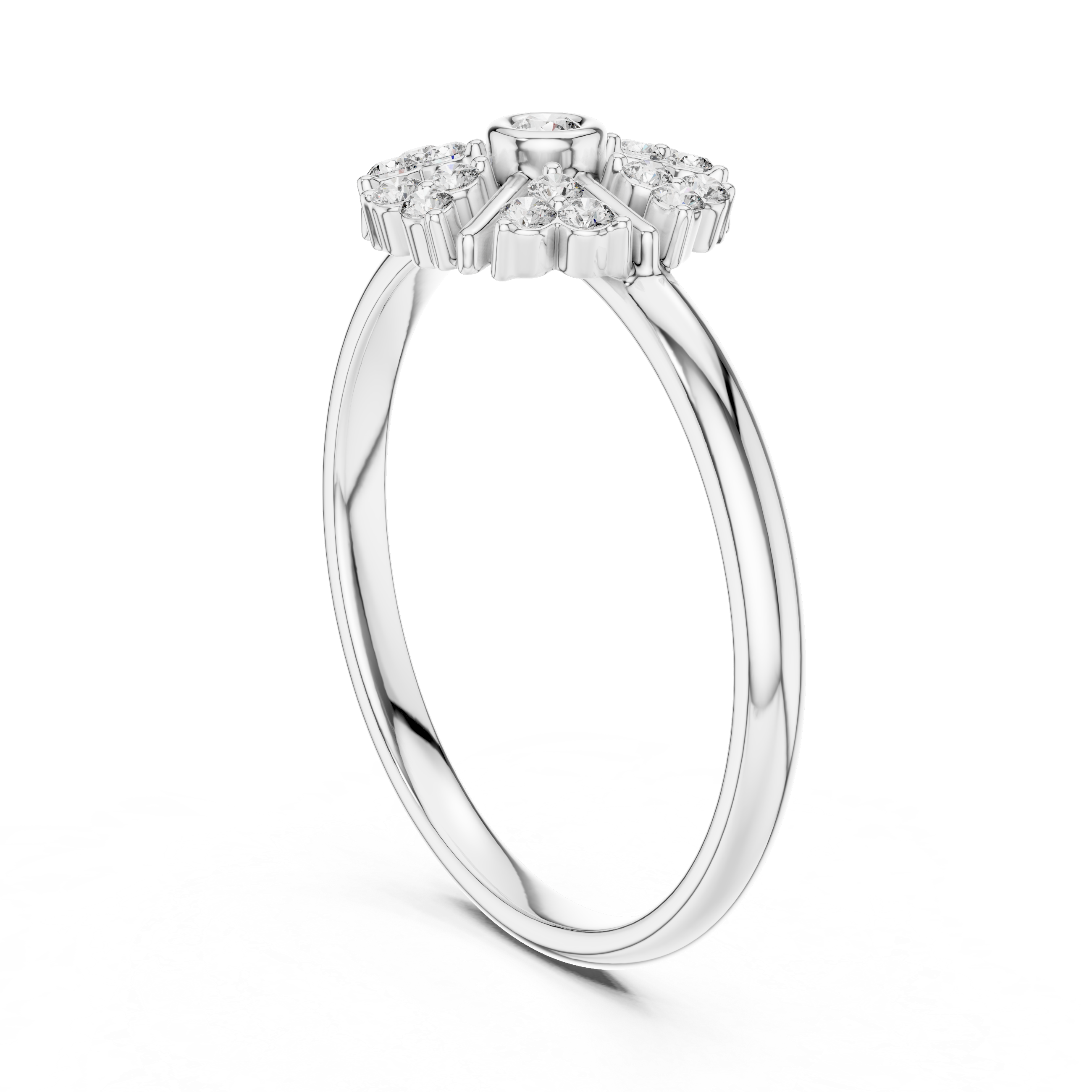 Halo engagement ring with brilliant diamond frame.