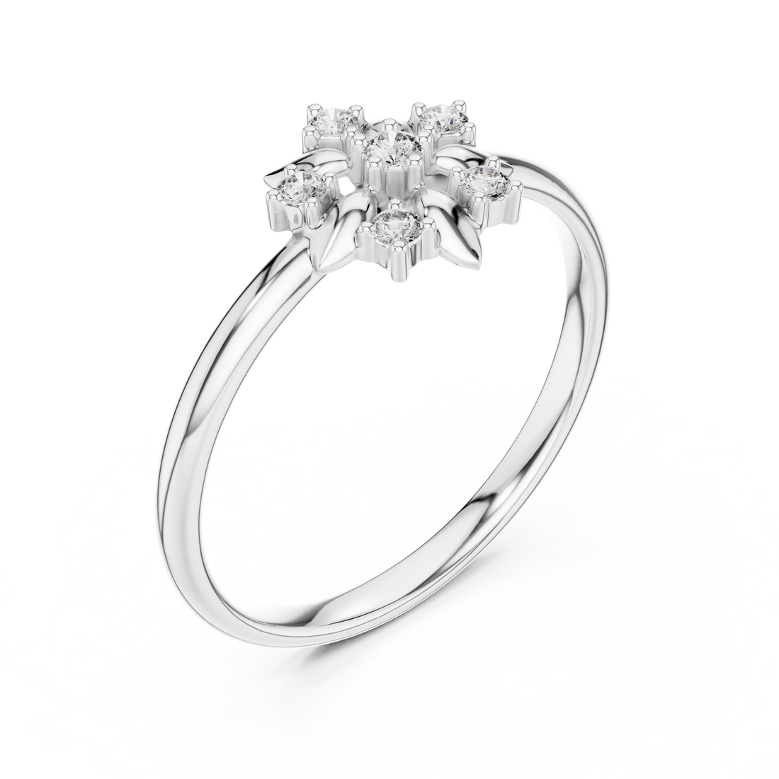 Elegant lab-grown diamond solitaire ring in polished white gold finish.