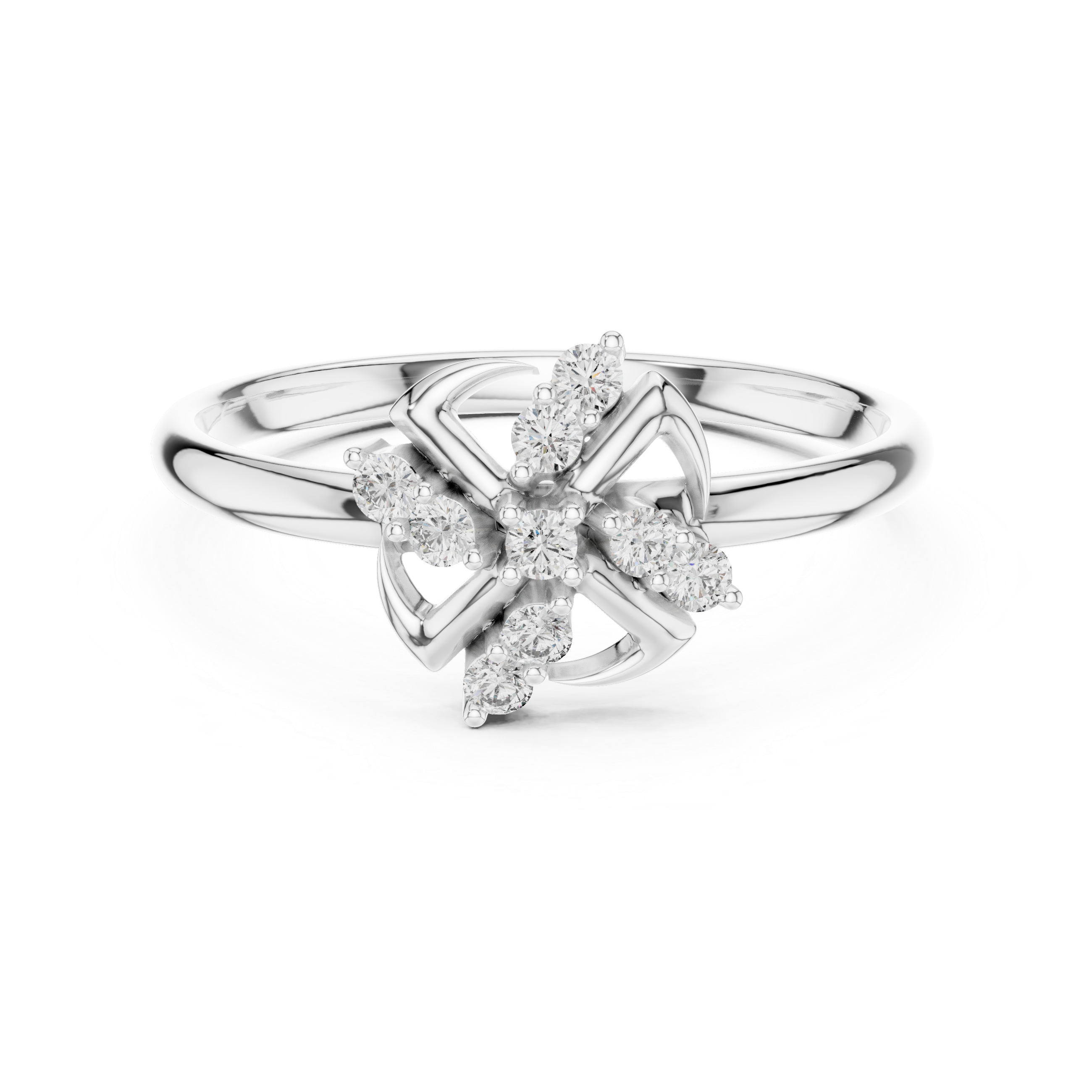 Elegant nose pin with bright round diamond.
