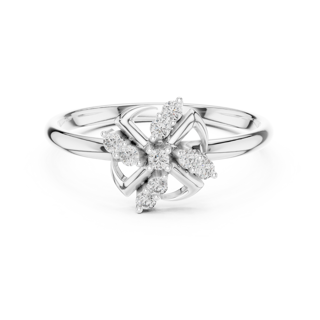 Elegant nose pin with bright round diamond.