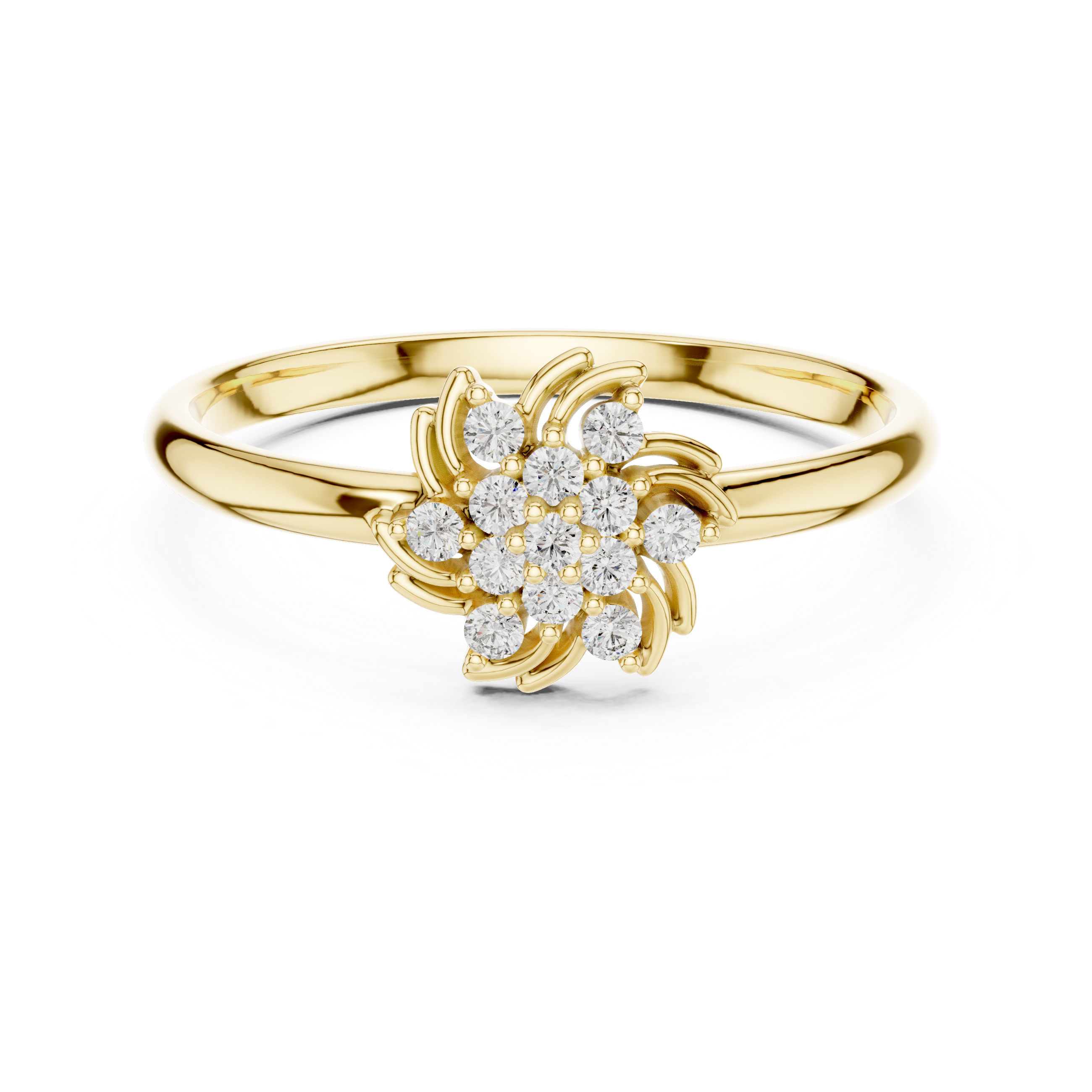 Floral brooch with detailed carved petal design.