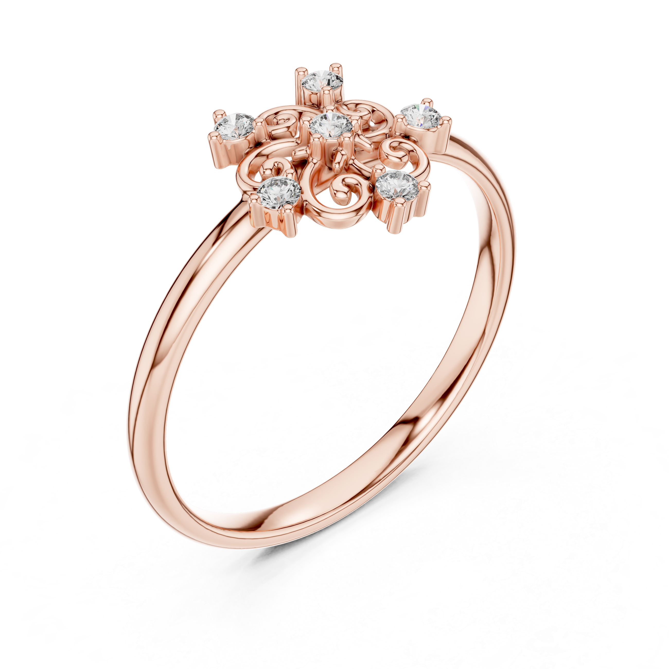 Elegant nose pin with small diamond centerpiece.