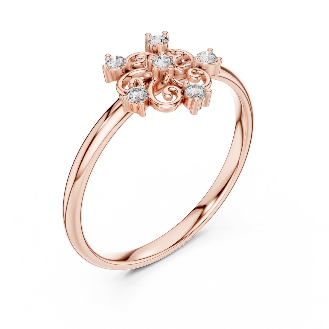 Elegant nose pin with small diamond centerpiece.