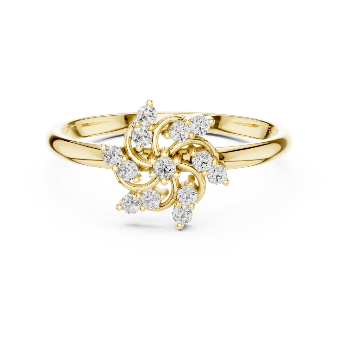 Vintage halo ring with decorative edges.