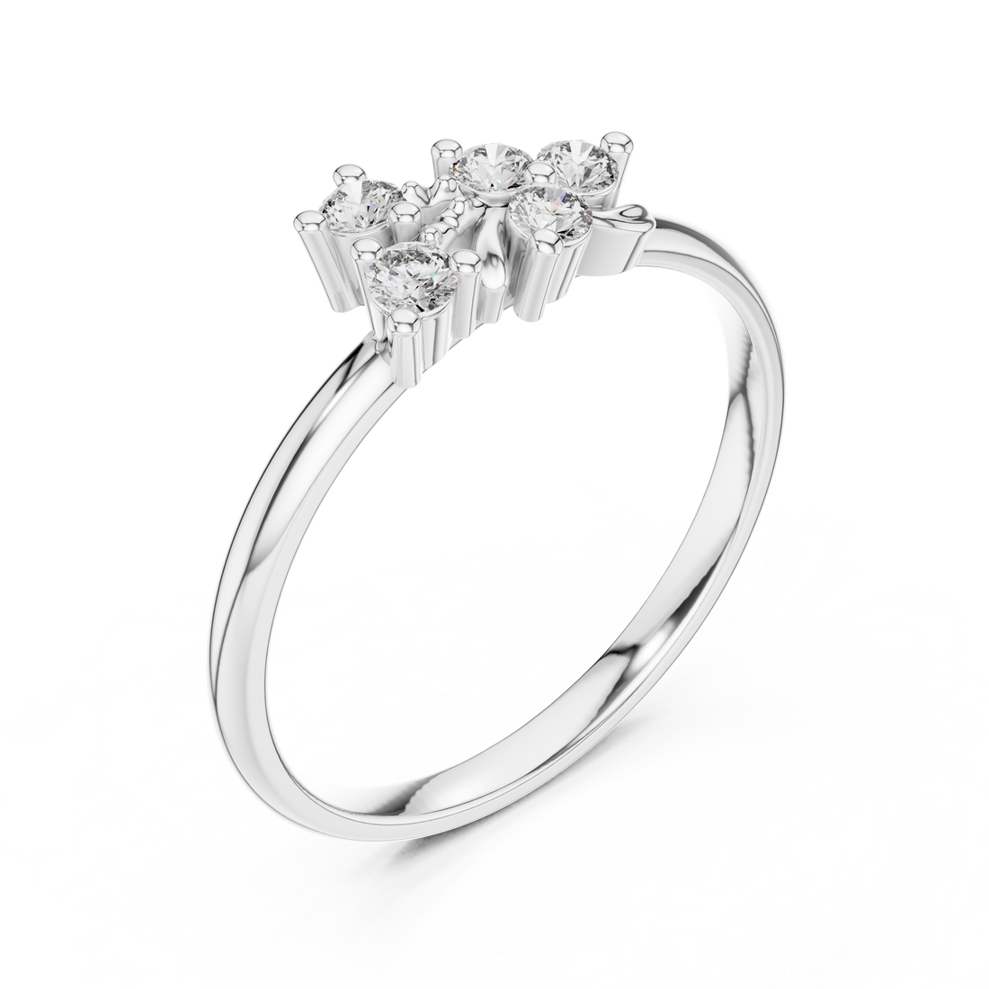 Diamond brooch with stylish geometric arrangement.