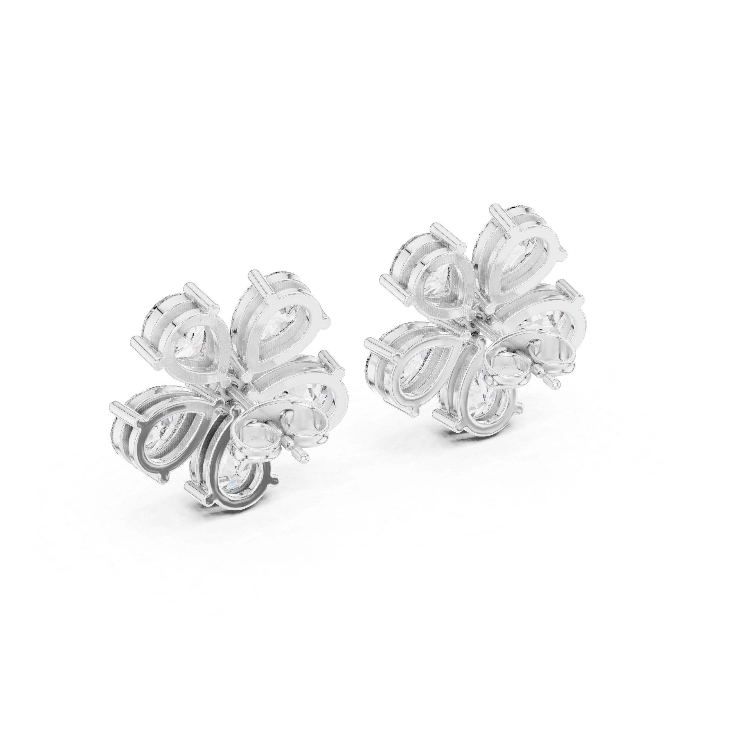 Luxury pear and round diamond floral earrings for women