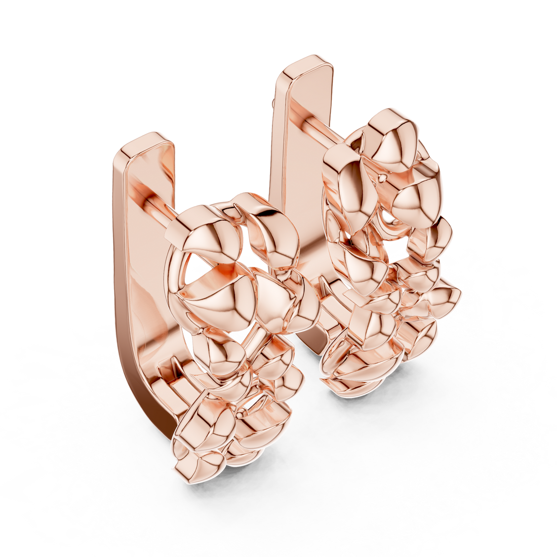 Sculpted Organic Link Polished Cluster Stud Earrings