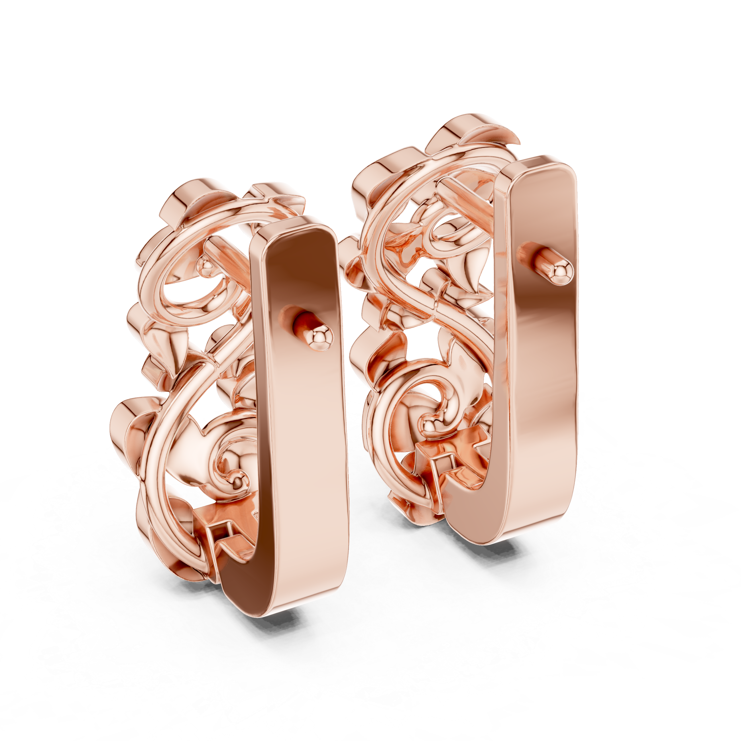 Sculpted Organic Link Polished Cluster Stud Earrings