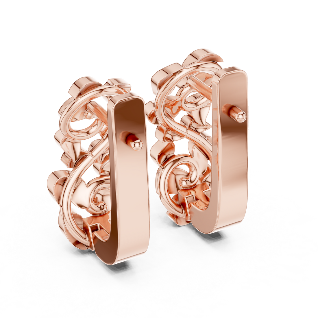 Sculpted Organic Link Polished Cluster Stud Earrings