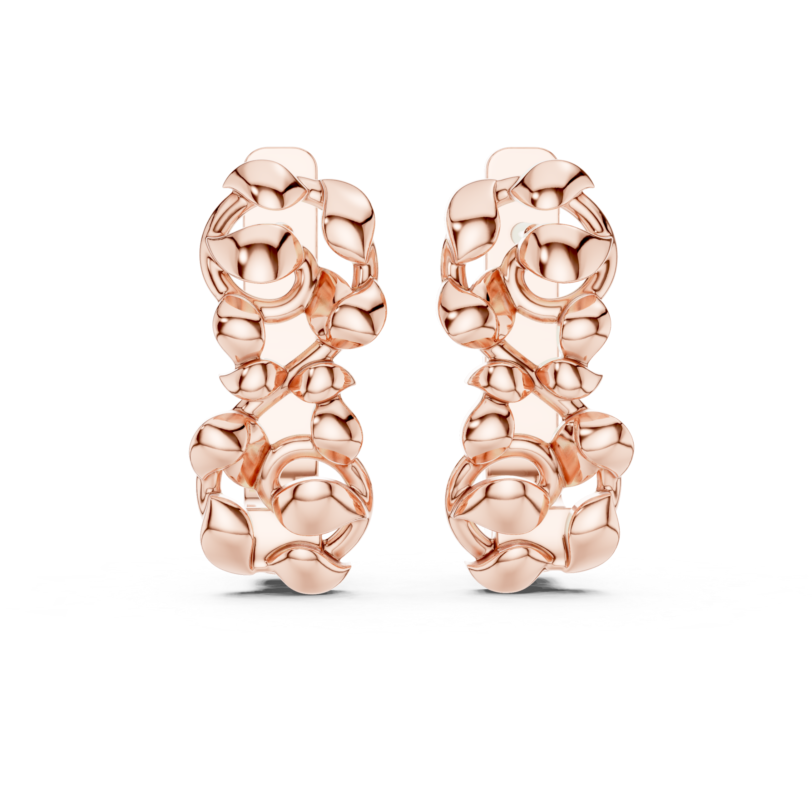 Sculpted Organic Link Polished Cluster Stud Earrings
