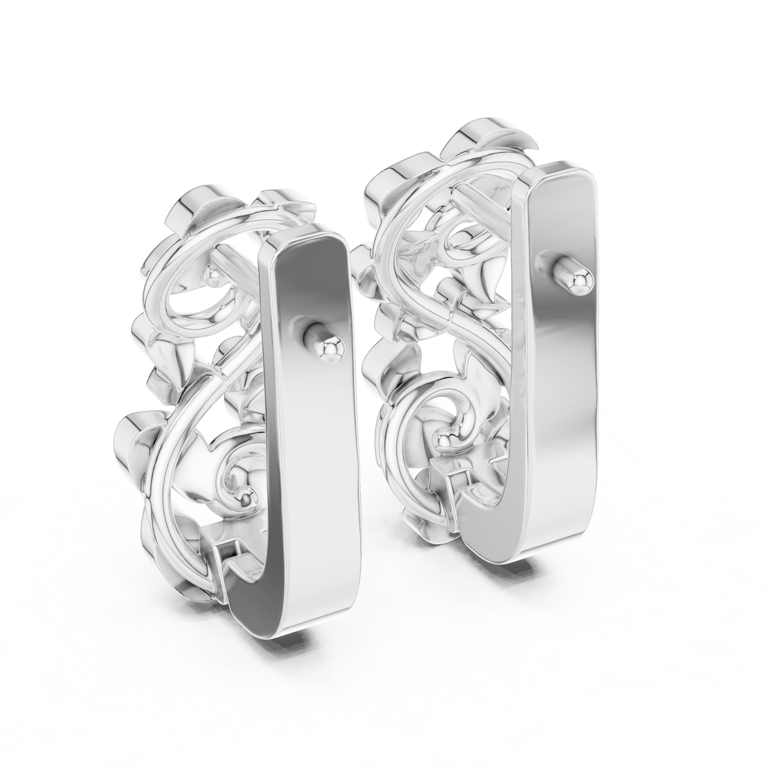 Sculpted Organic Link Polished Cluster Stud Earrings