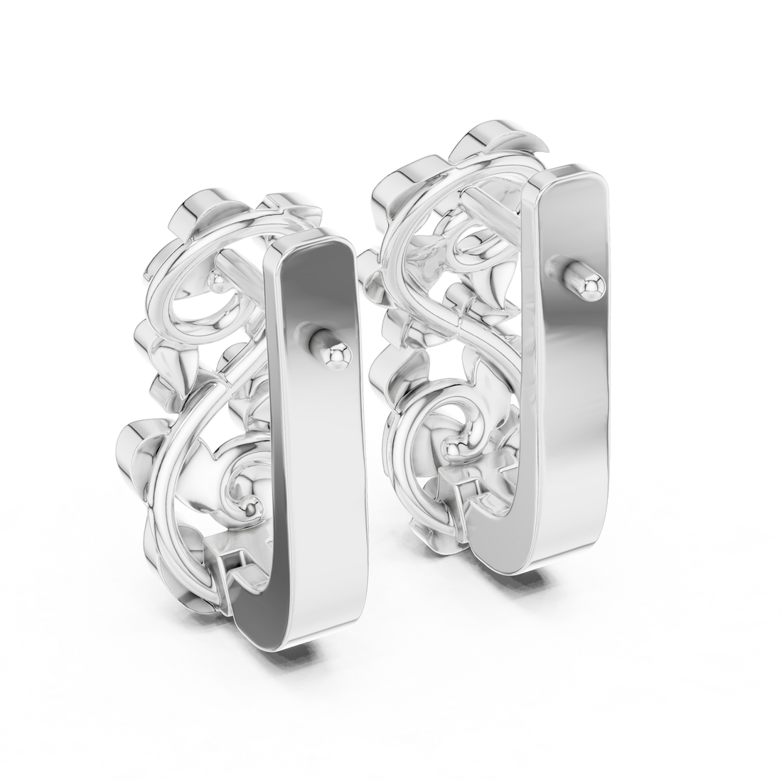 Sculpted Organic Link Polished Cluster Stud Earrings