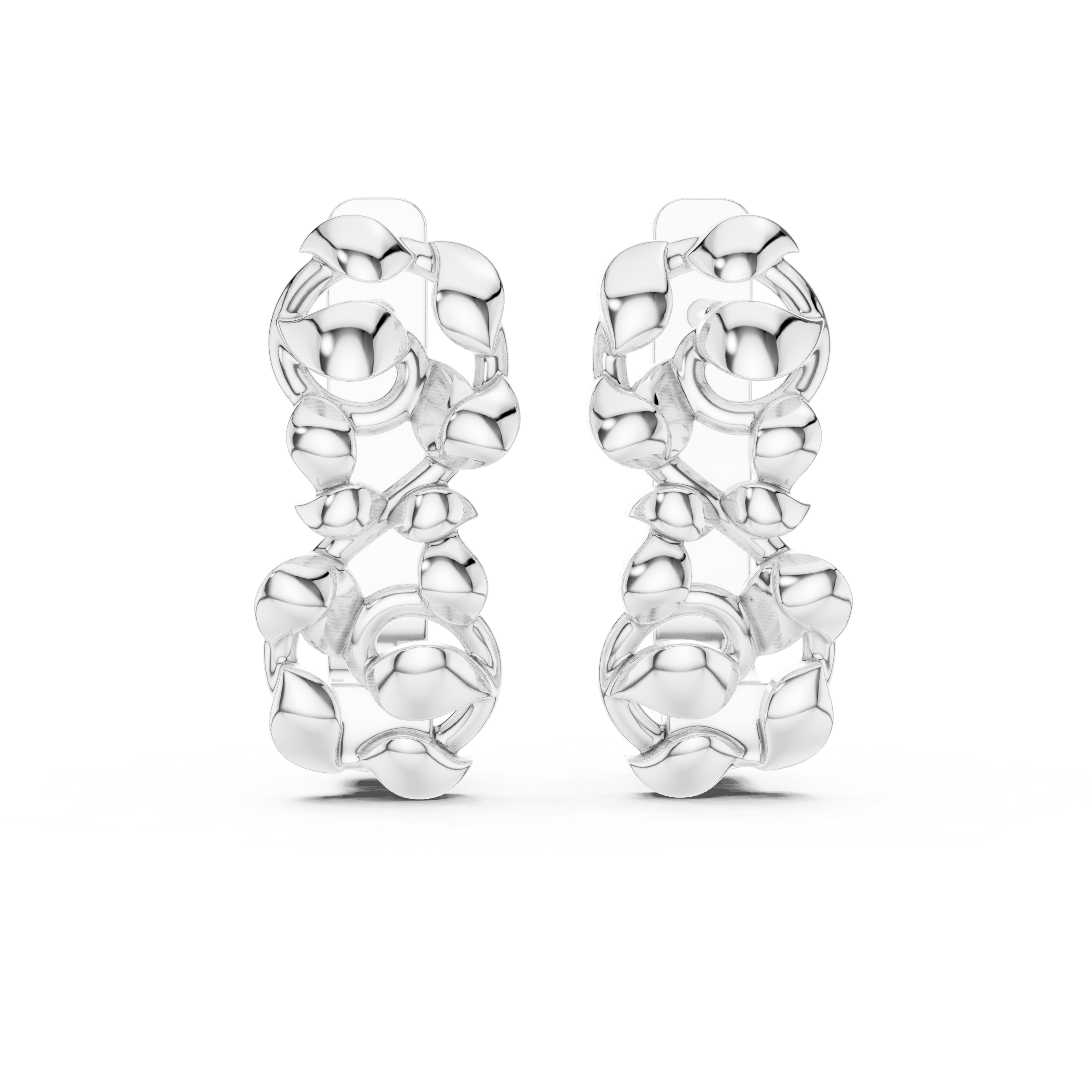 Sculpted Organic Link Polished Cluster Stud Earrings