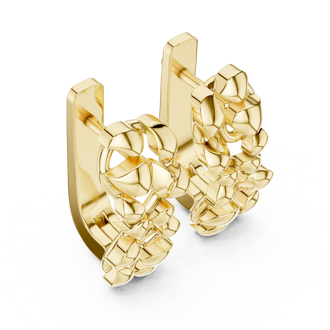 Sculpted Organic Link Polished Cluster Stud Earrings