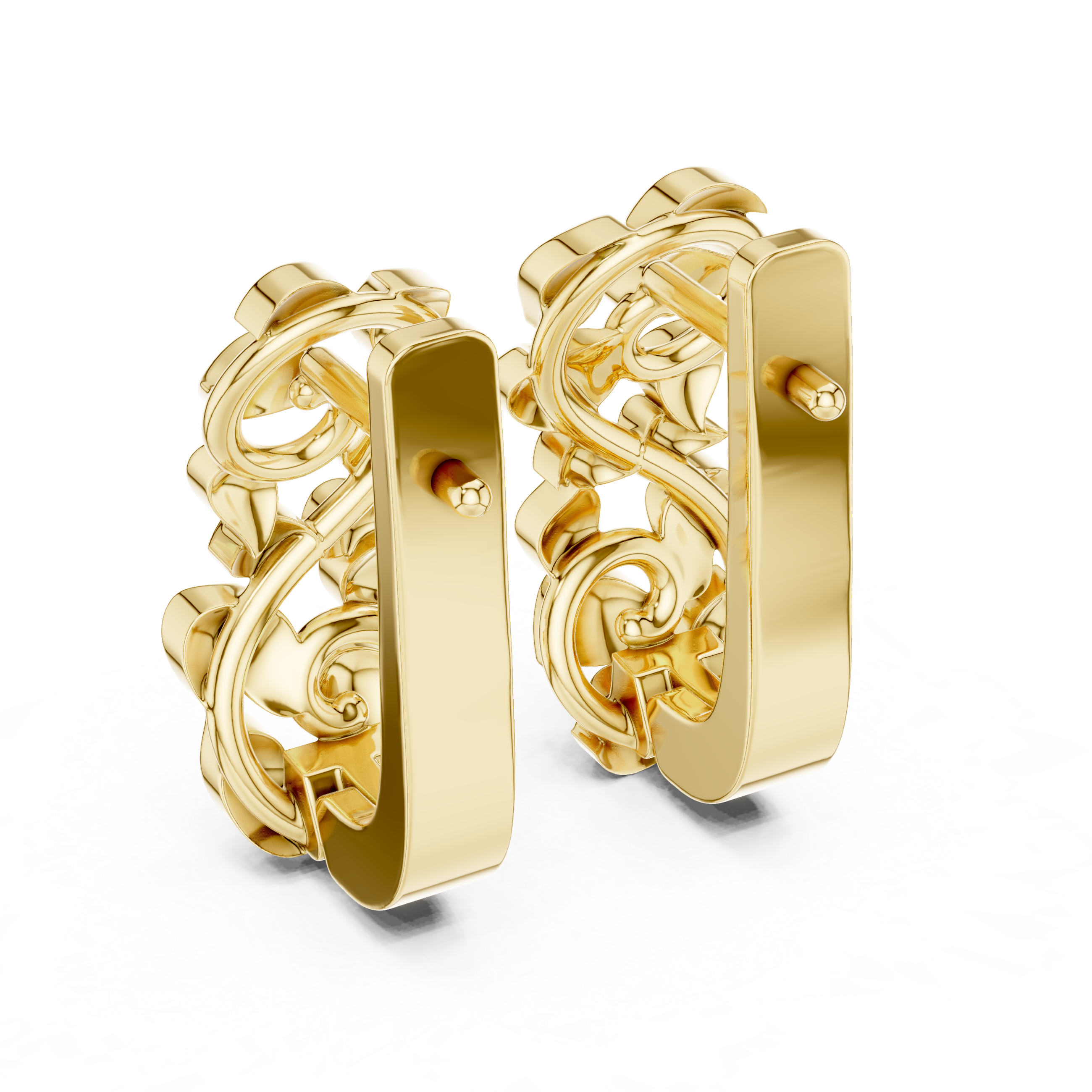 Sculpted Organic Link Polished Cluster Stud Earrings