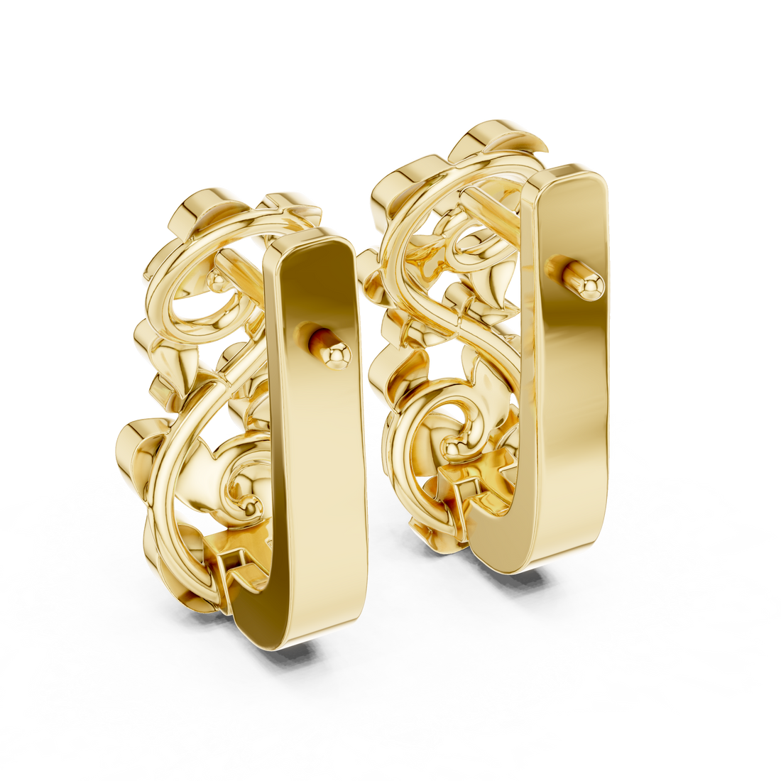 Sculpted Organic Link Polished Cluster Stud Earrings