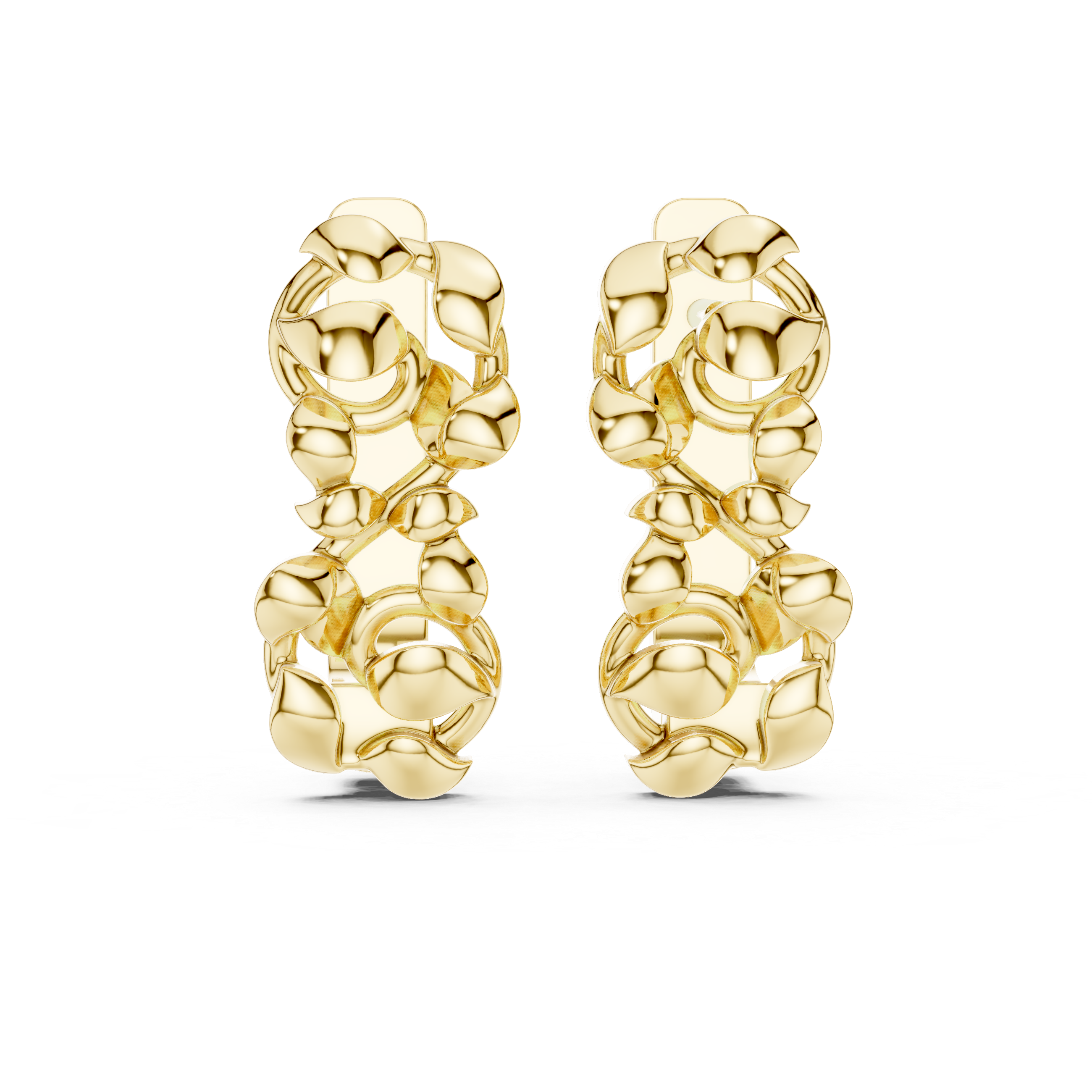 Sculpted Organic Link Polished Cluster Stud Earrings