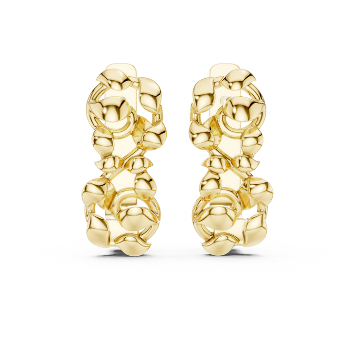 Sculpted Organic Link Polished Cluster Stud Earrings