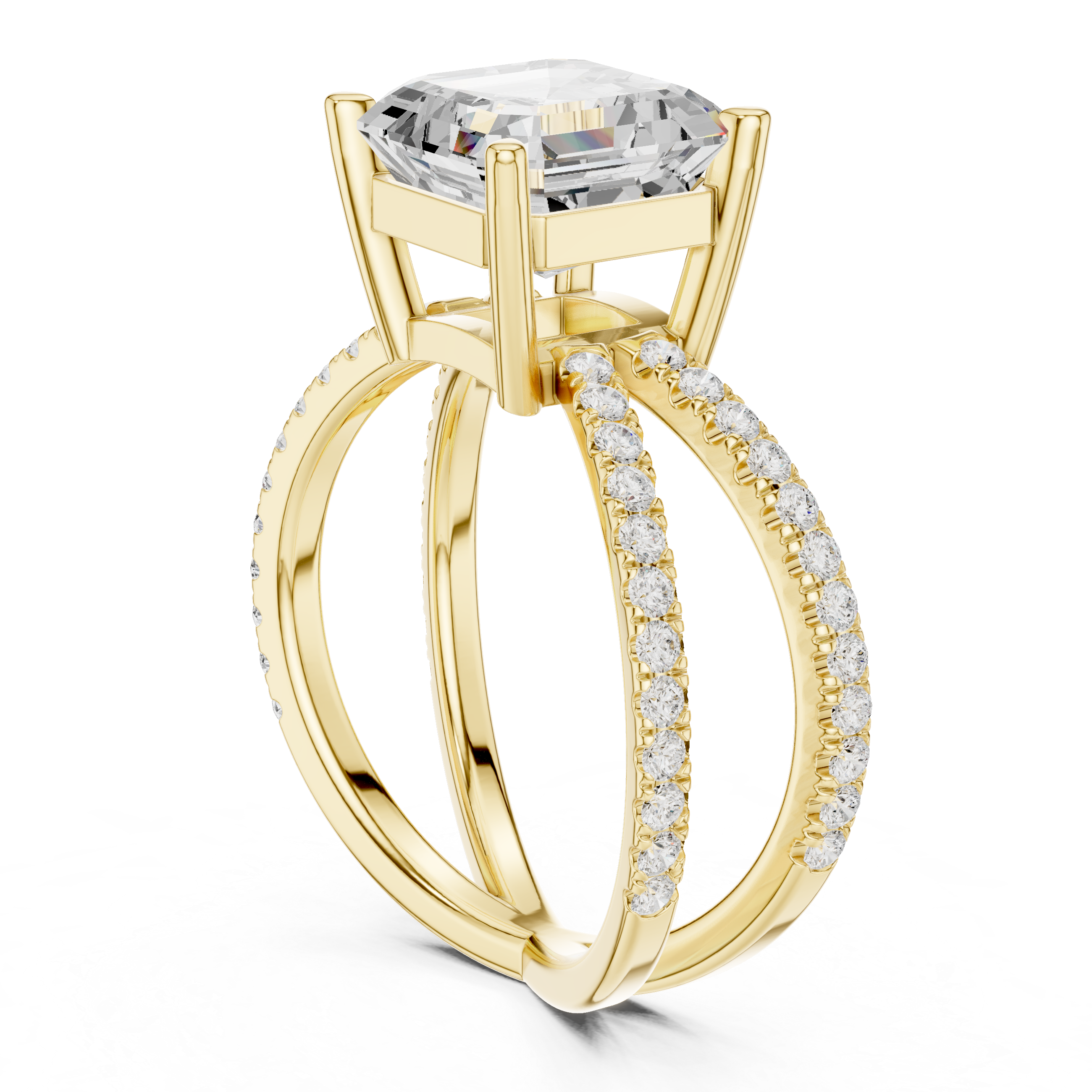 Diamond gemstone ring with polished finish.