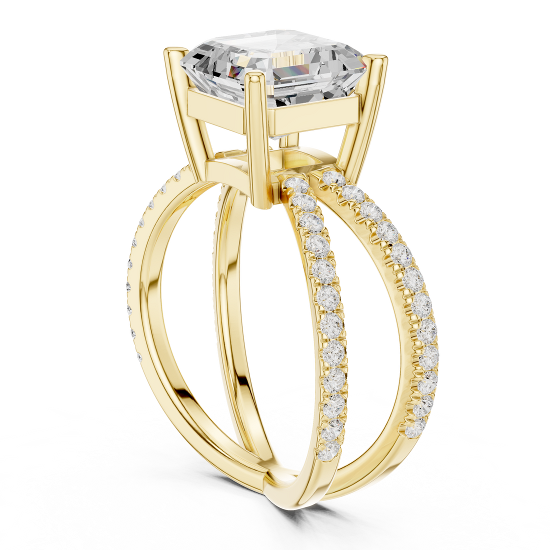 Diamond gemstone ring with polished finish.