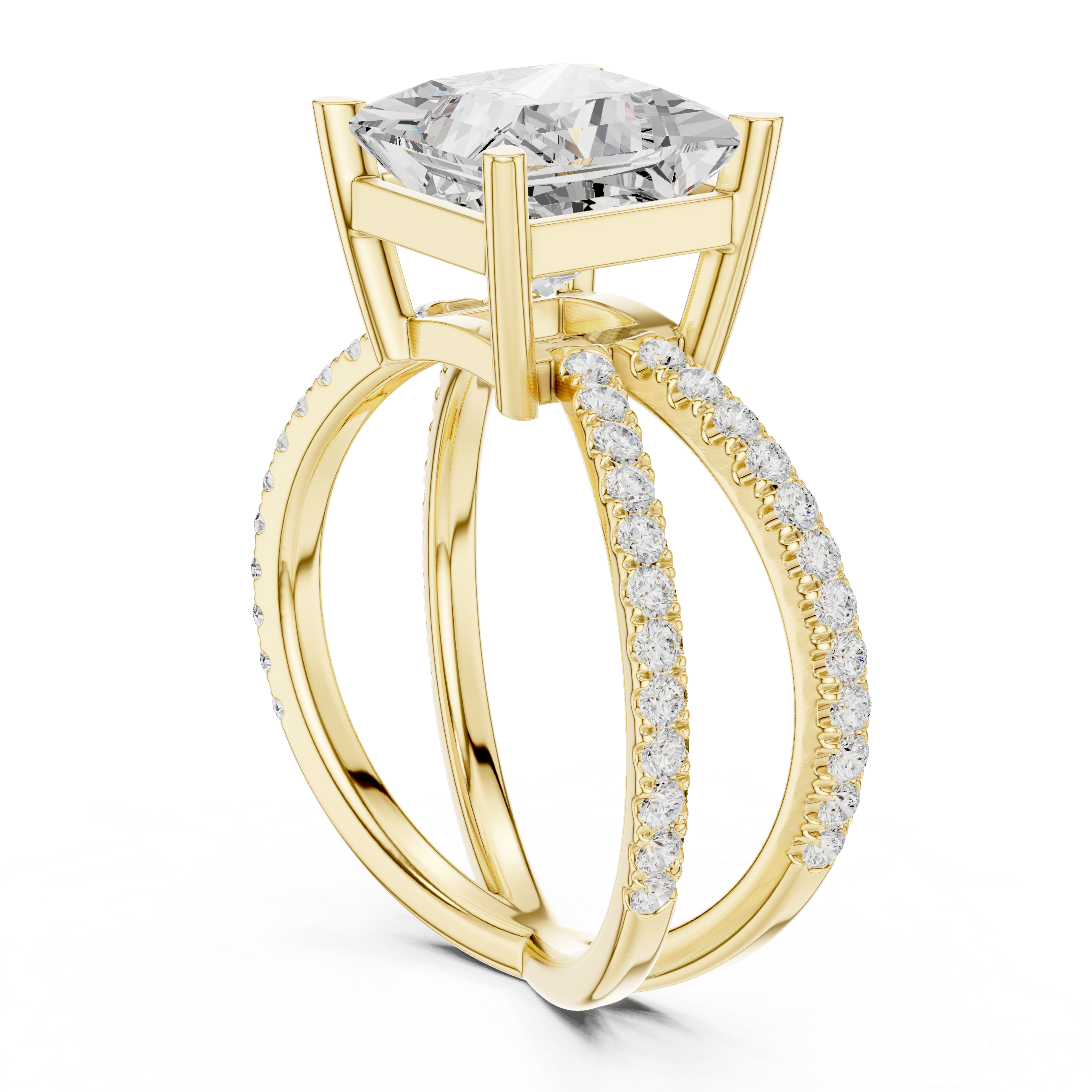 Elegant lab-grown diamond solitaire engagement ring crafted in polished 14K yellow gold with brilliant round center stone.