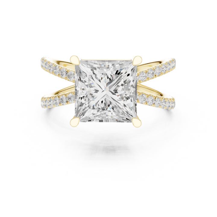 Traditional princess-cut lab-grown diamond engagement ring set in premium 18K white gold with radiant sparkle.