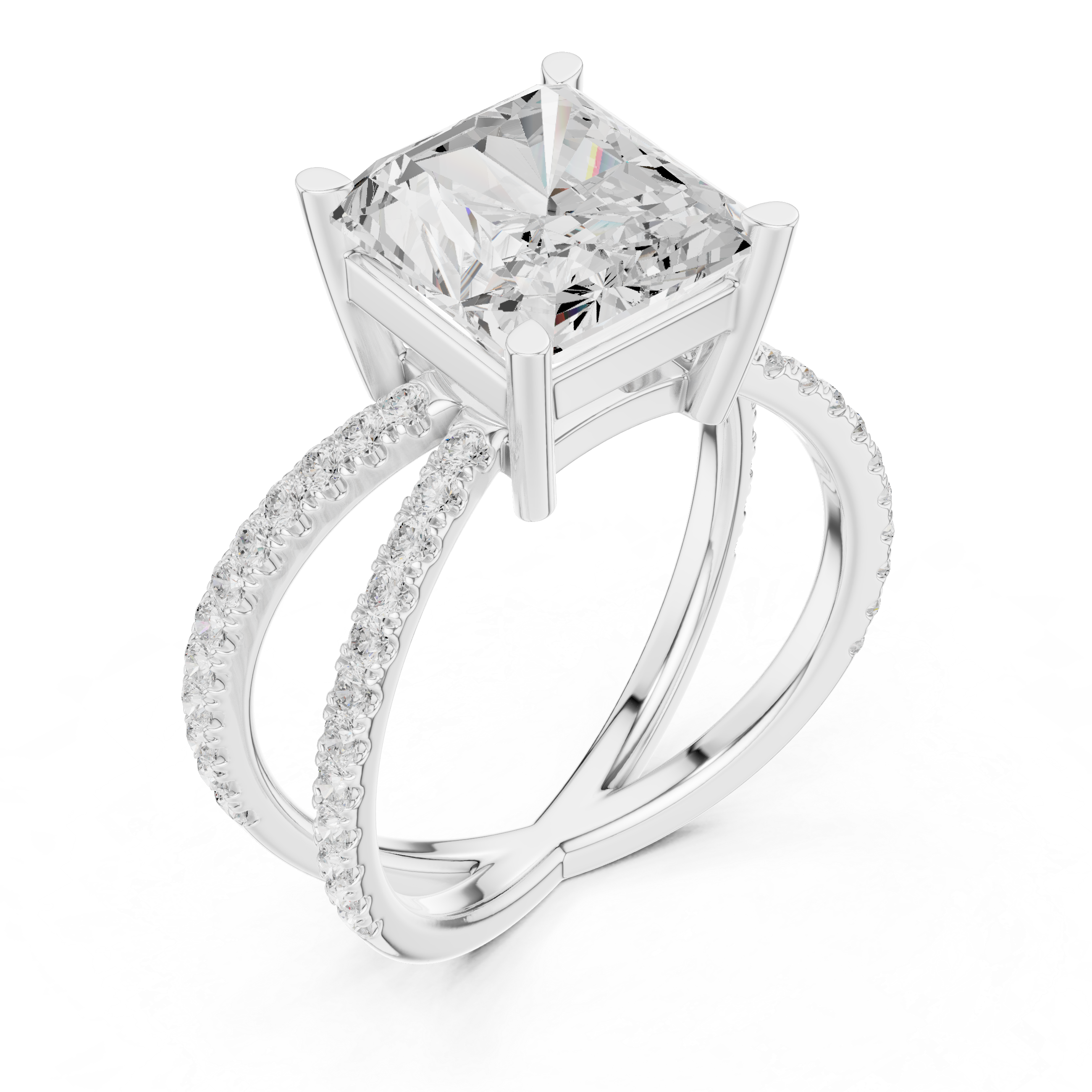 Premium cluster diamond stud earrings set in white gold with brilliant shine suitable for formal wear.