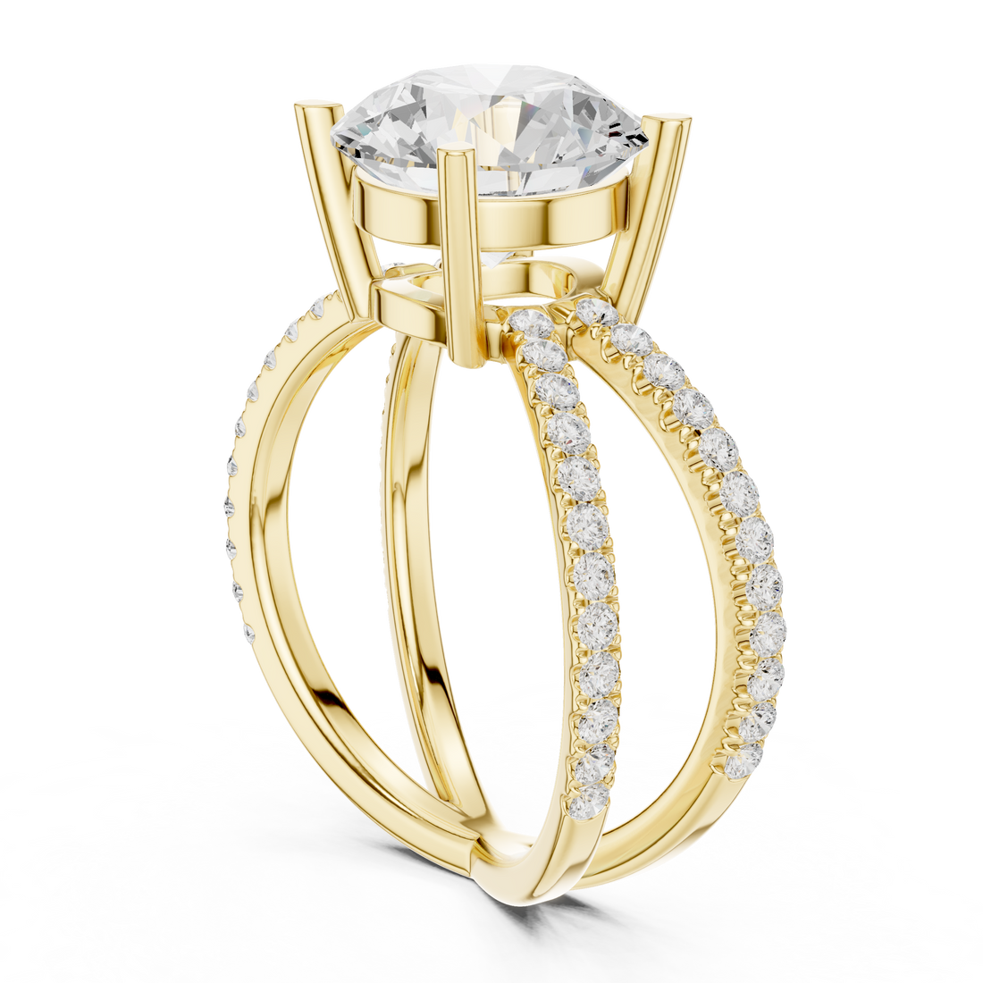 Infinity-style CZ diamond ring designed in polished gold with symbolic elegant styling.