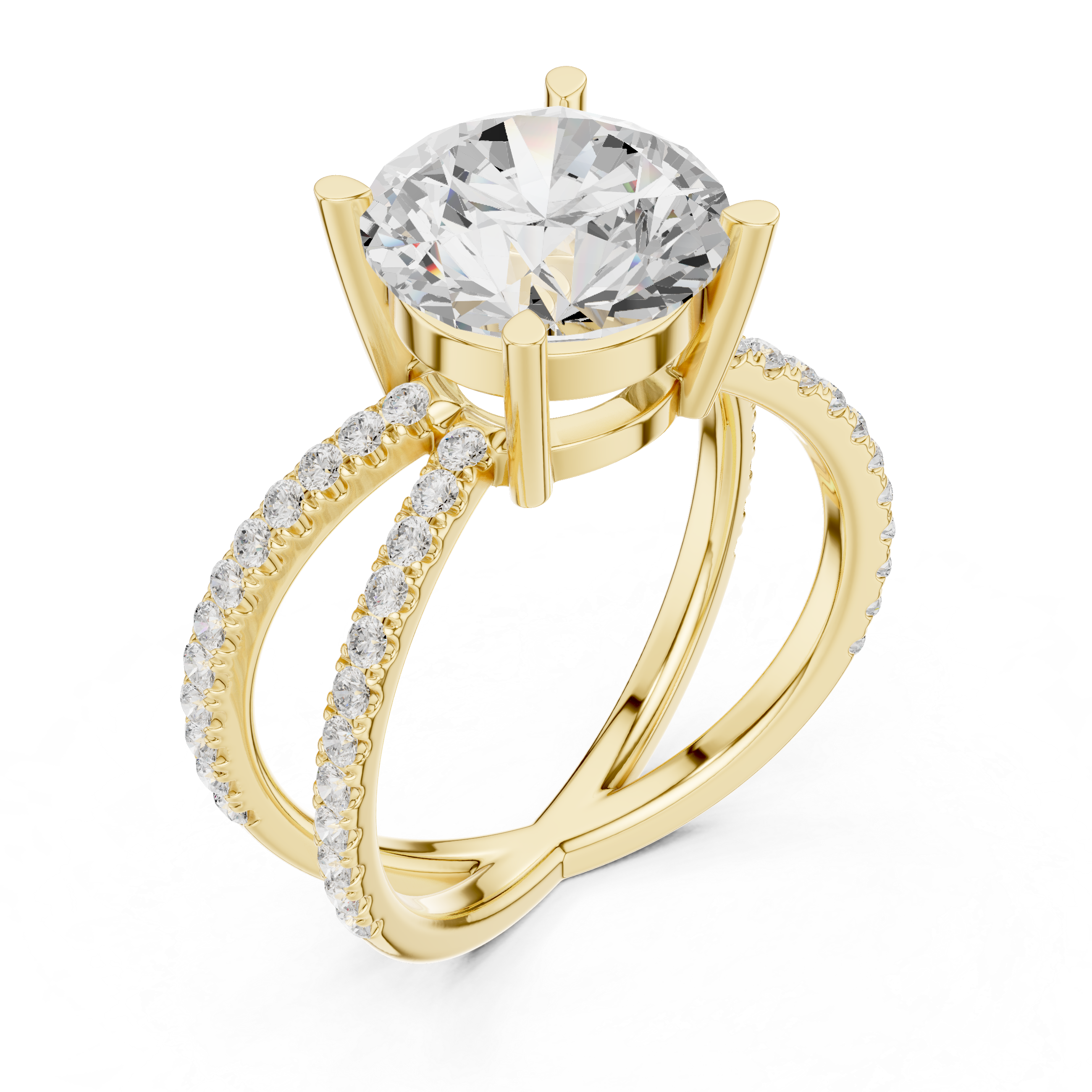 Beautiful CZ diamond stud earrings crafted in gold plated metal with brilliant sparkling stones.