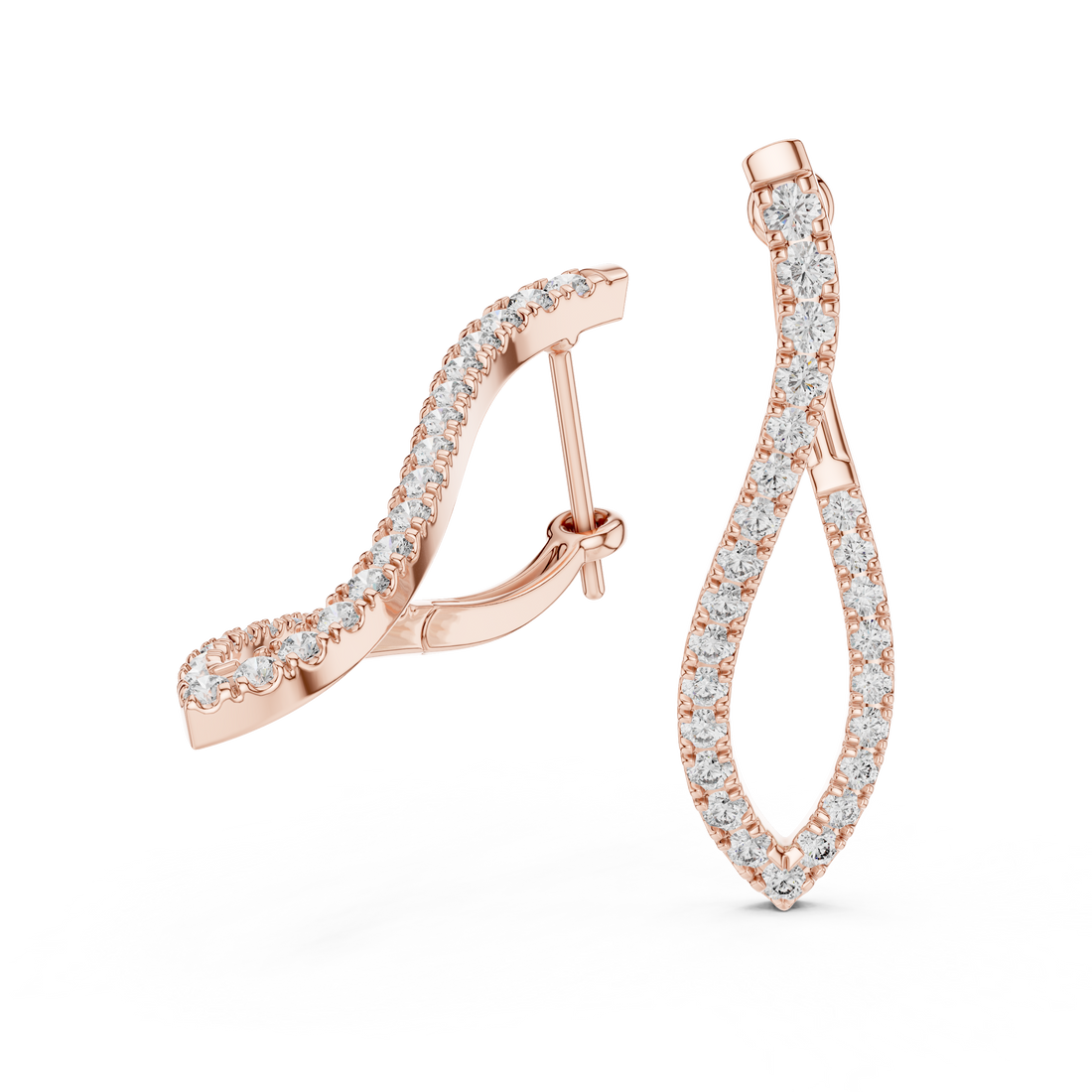 Graceful Round Cut Diamond Intertwined Drop Earrings