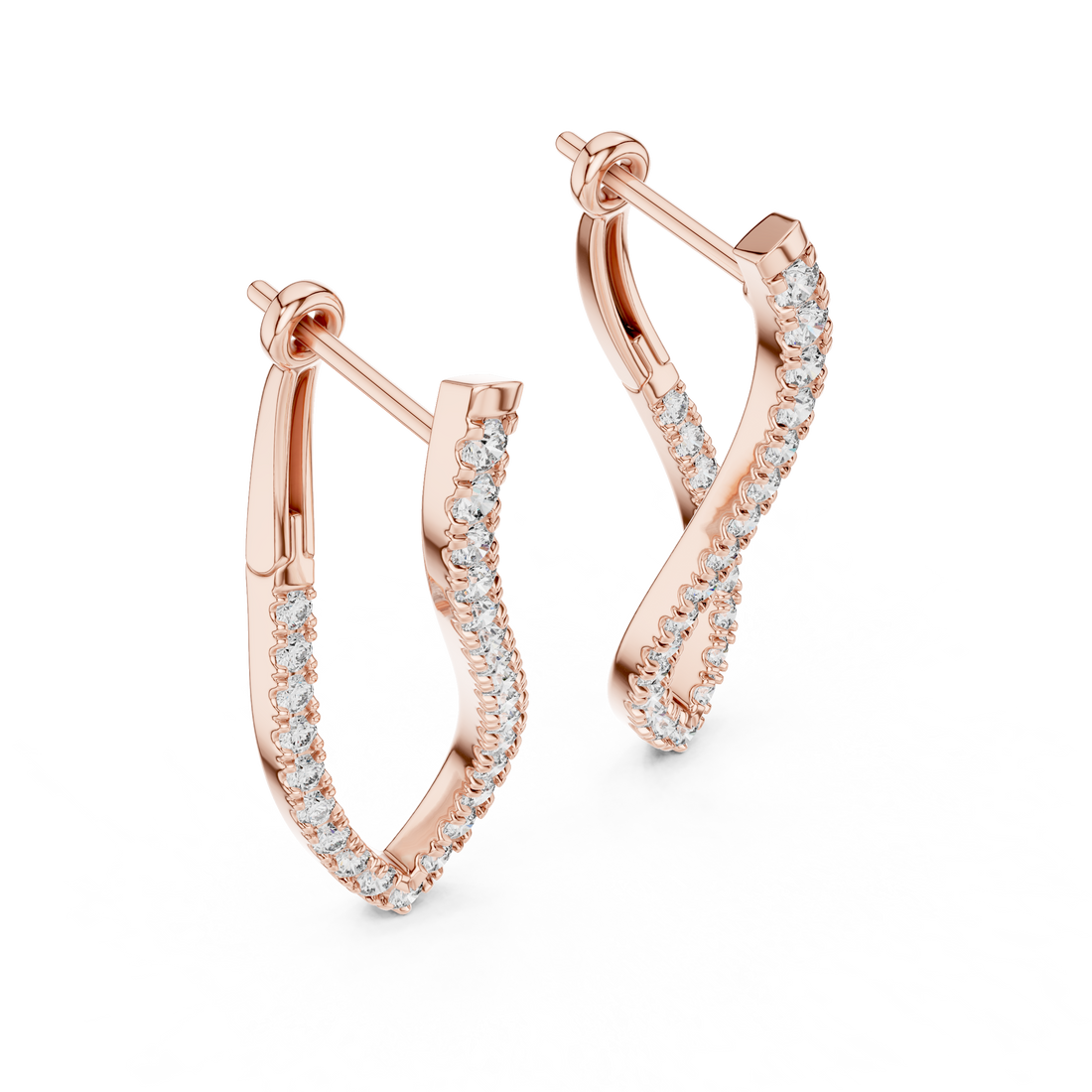 Graceful Round Cut Diamond Intertwined Drop Earrings