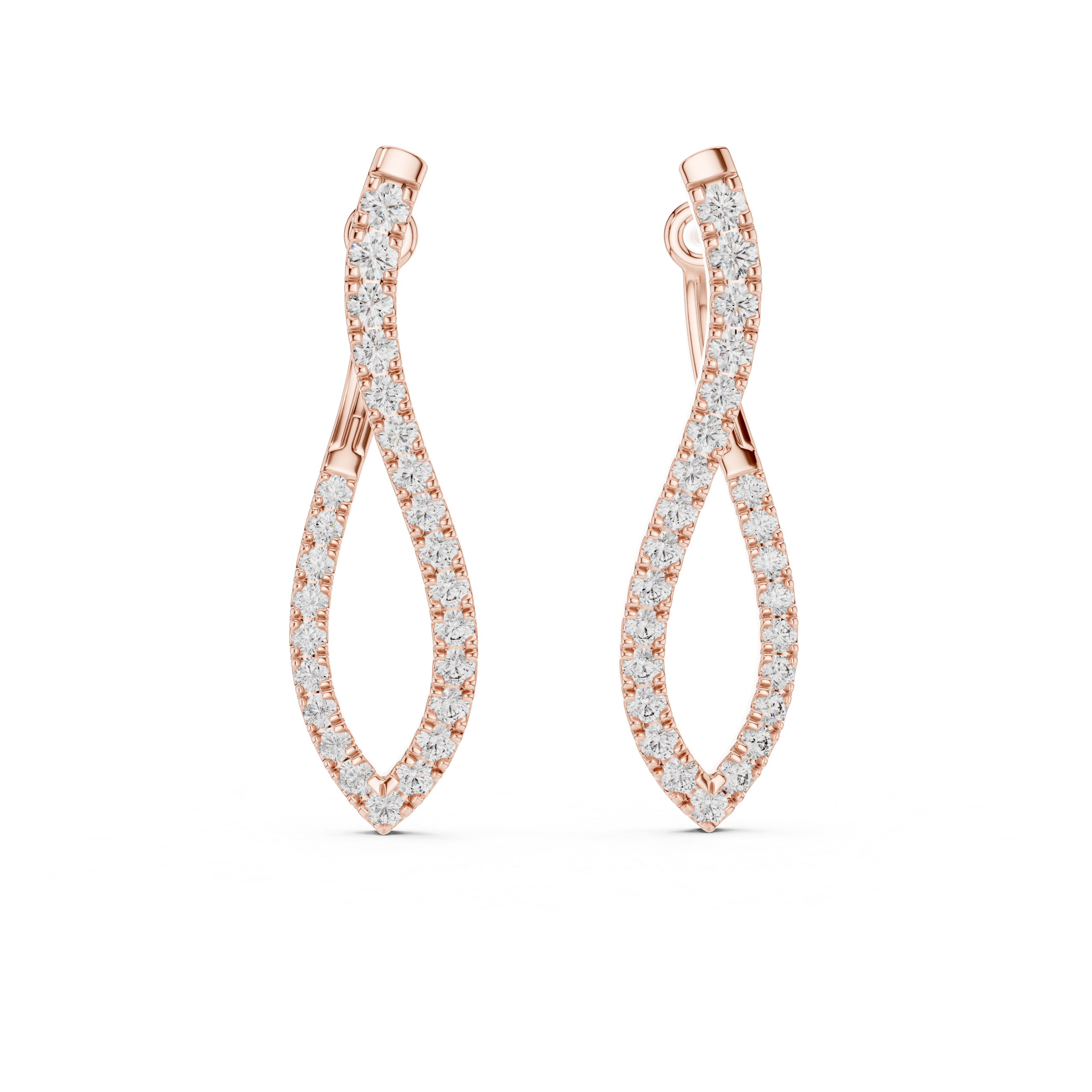 Graceful Round Cut Diamond Intertwined Drop Earrings