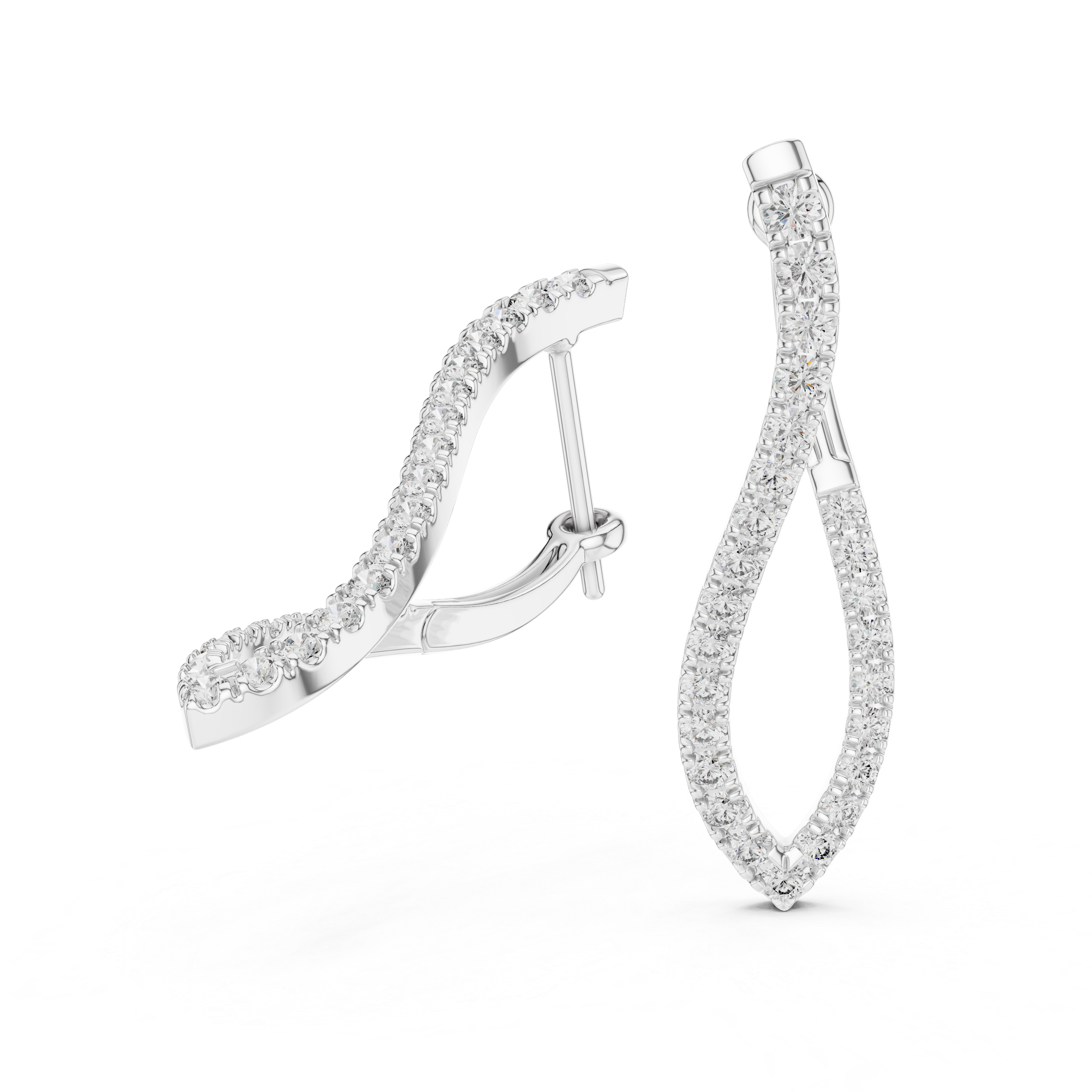 Graceful Round Cut Diamond Intertwined Drop Earrings