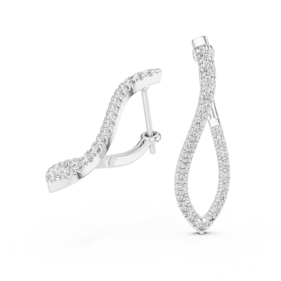 Graceful Round Cut Diamond Intertwined Drop Earrings